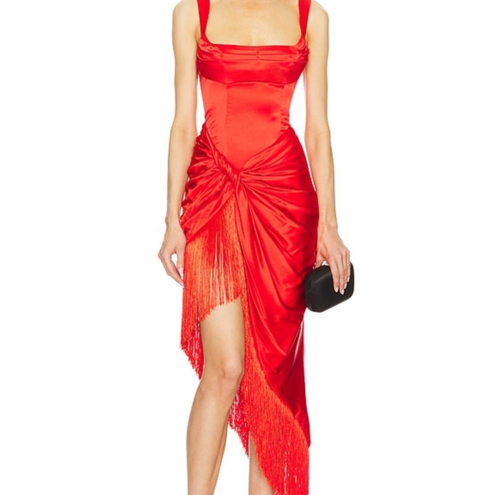 For Love And Lemons Vibrant Red Asymmetrical Dress